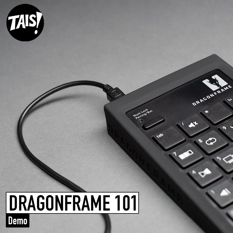 A dragonframe controller on a grey background
